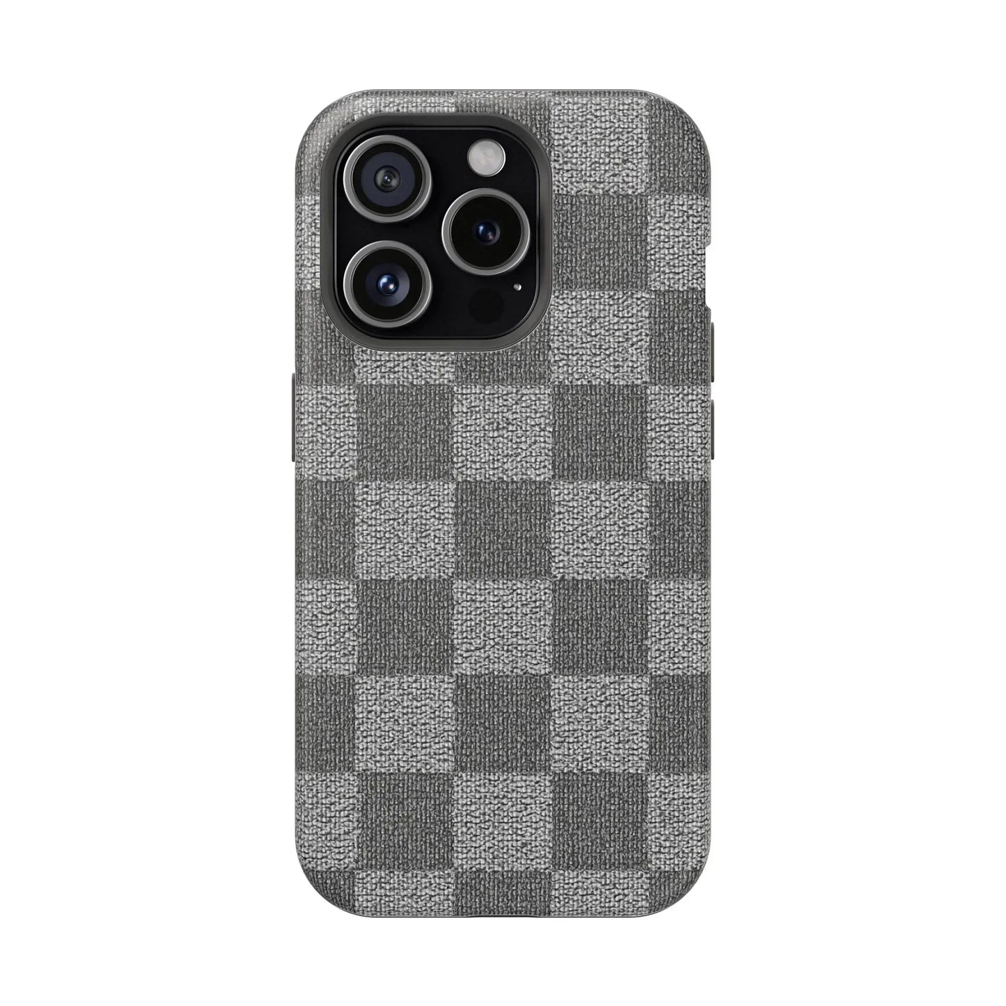 Gray Checkered Phone Case for iPhone 12-16 and Galaxy S21-S22 Models - KarArmDesign