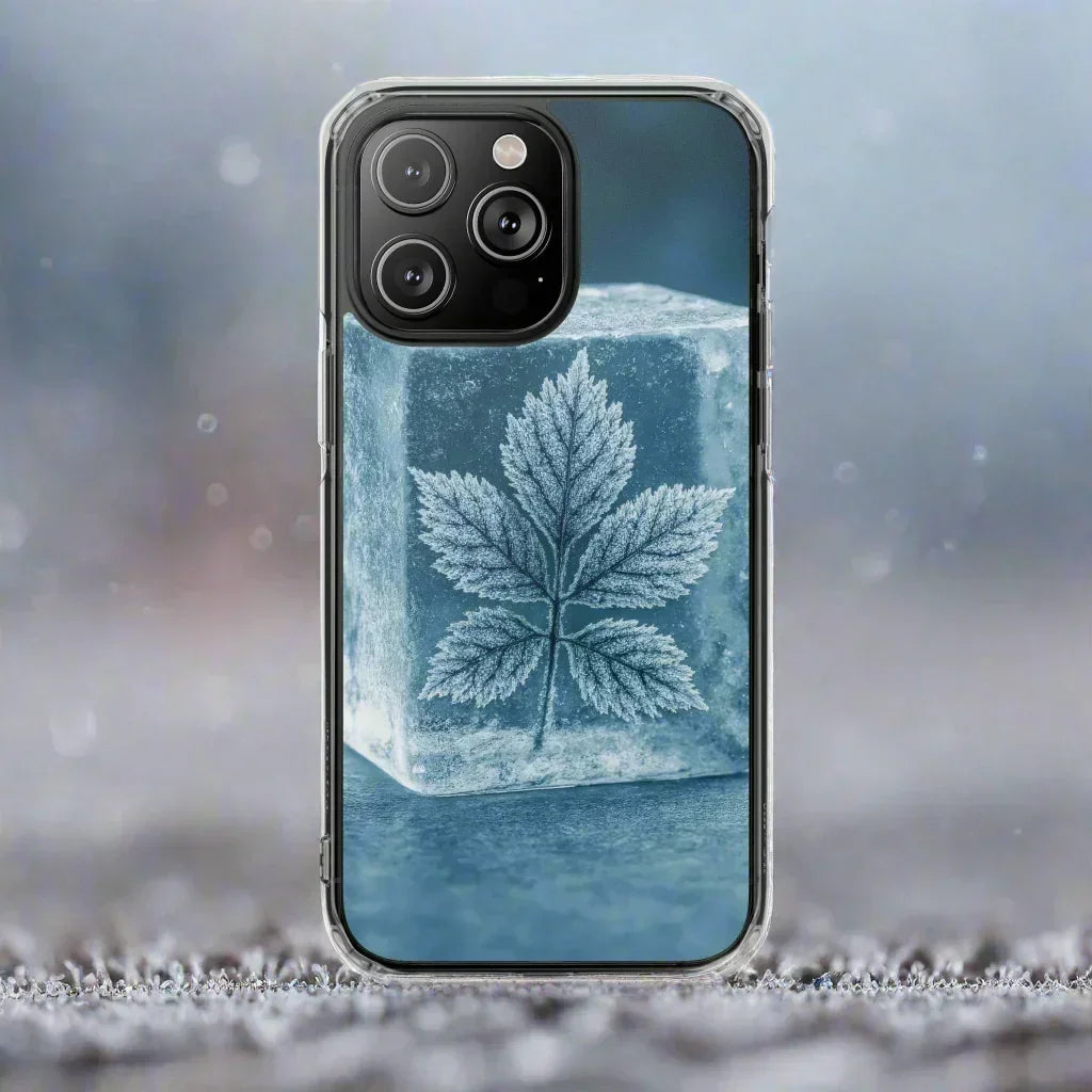 Frozen Leaf Inside Ice Cube - Phone Case for iPhone 14-16 Models - KarArmDesign