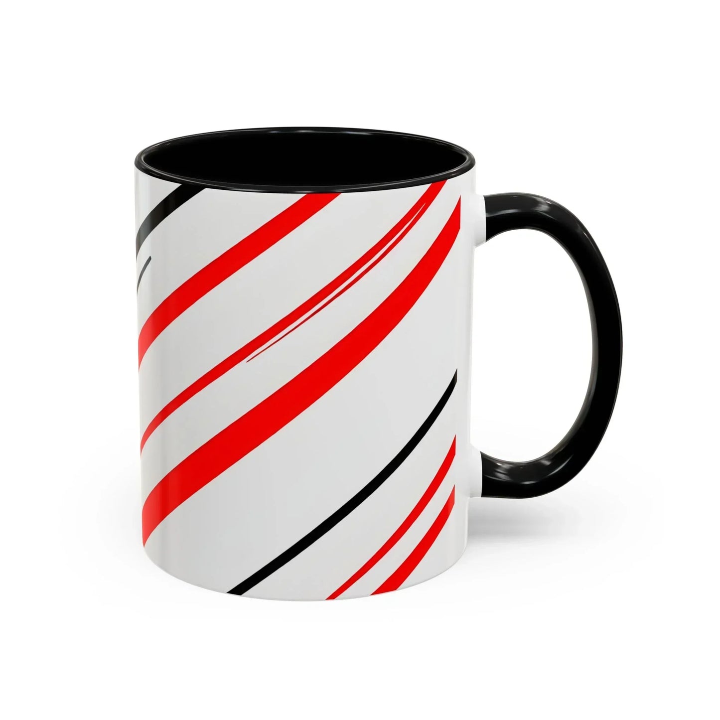 Bold Elegance – Red & Black Swirl Accent Coffee Mug - KarArmDesign