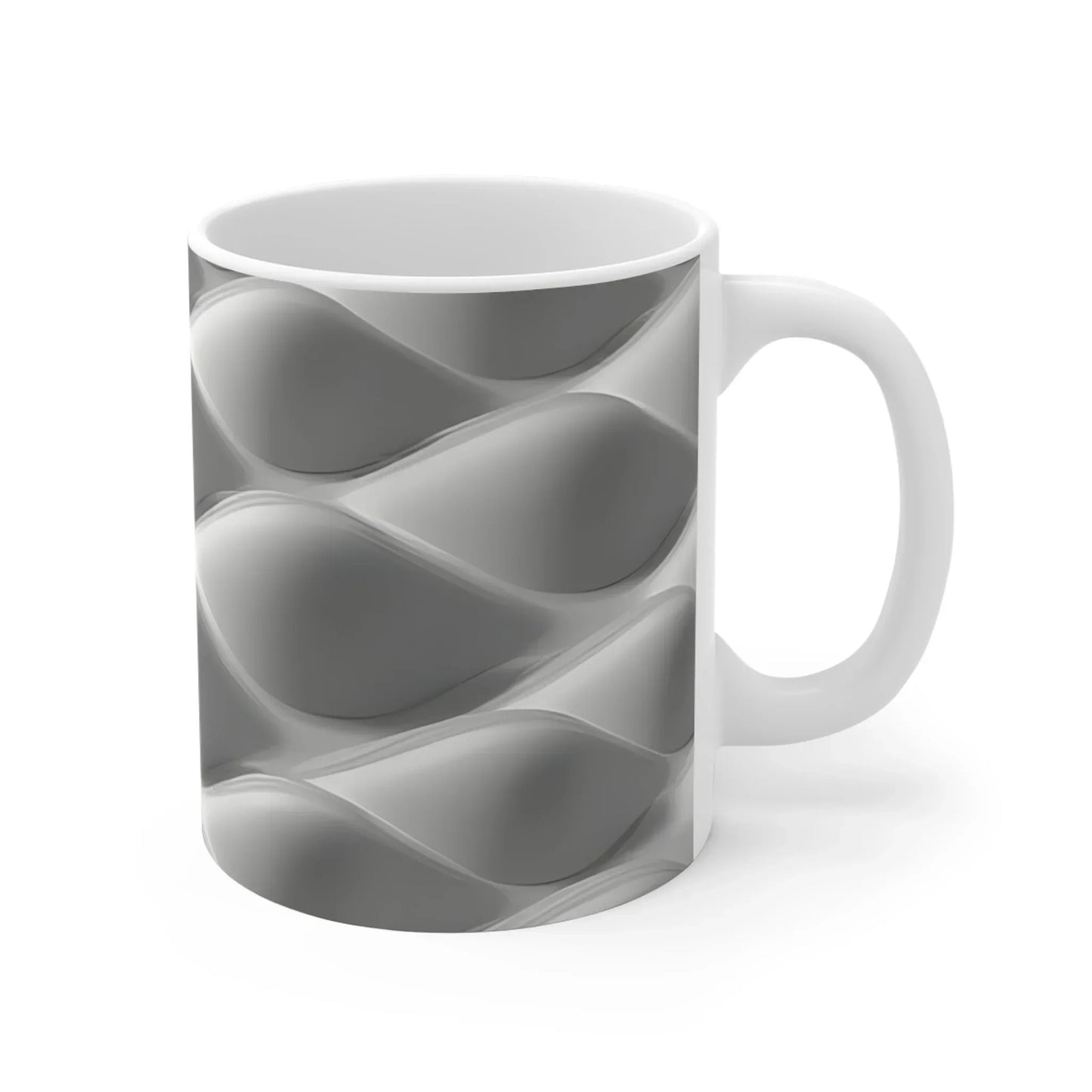 Silver Wave Geometry – Elegant Abstract Design Mug - 11oz - KarArmDesign