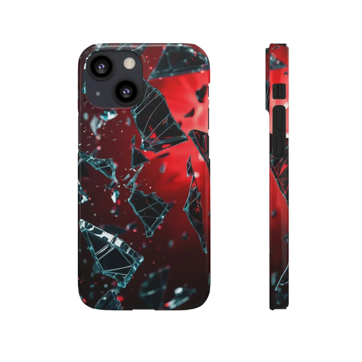 "Crimson Impact" Realistic Glass Shard Snap Phone Case for iPhone 7-16 and Samsung Galaxy S10-S24 Models - KarArmDesign