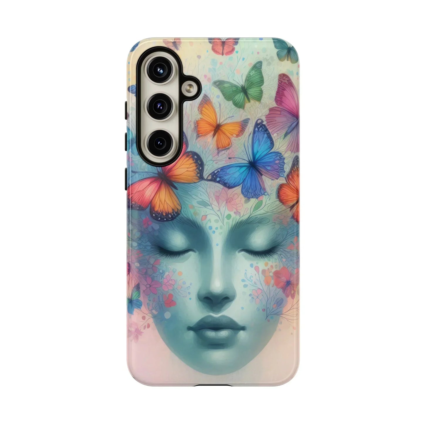 Butterfly Bloom Dreamy Woman Phone Case for Galaxy and Pixel - KarArmDesign