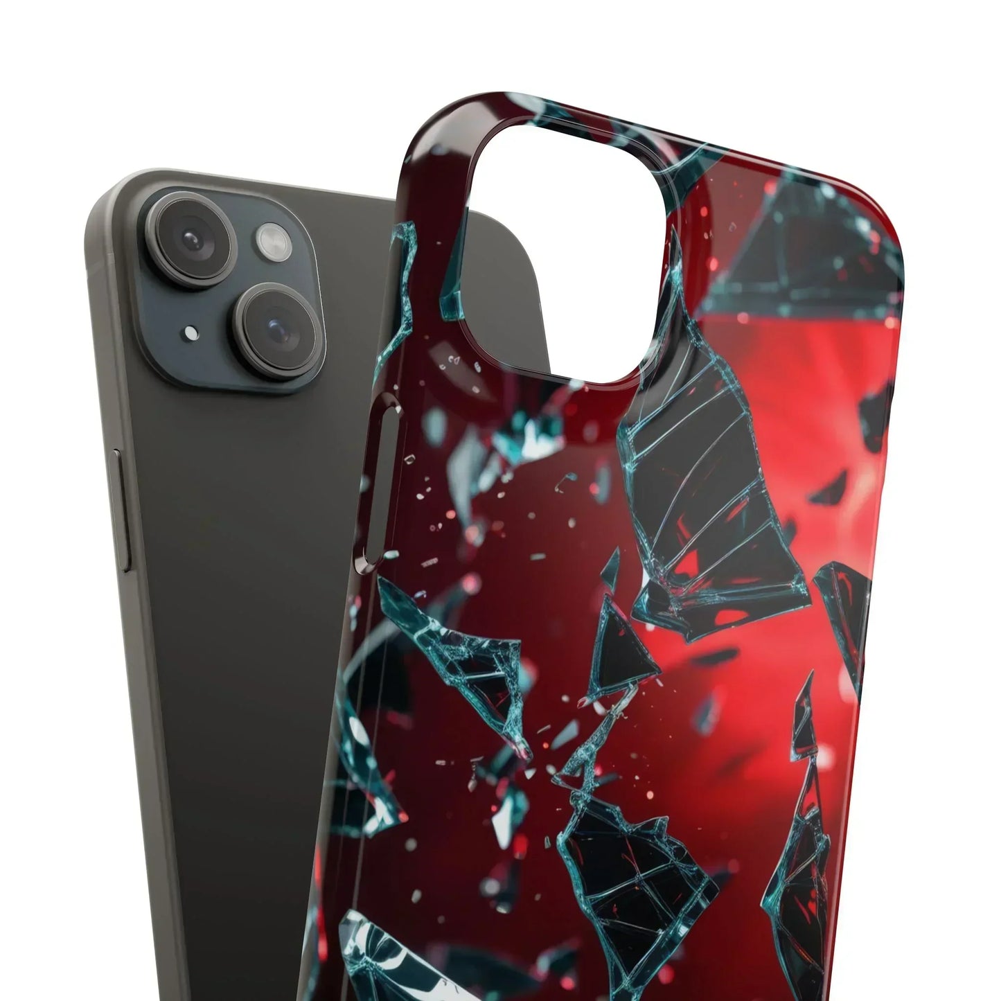 "Crimson Impact" Realistic Glass Shard Snap Phone Case for iPhone 7-16 and Samsung Galaxy S10-S24 Models - KarArmDesign