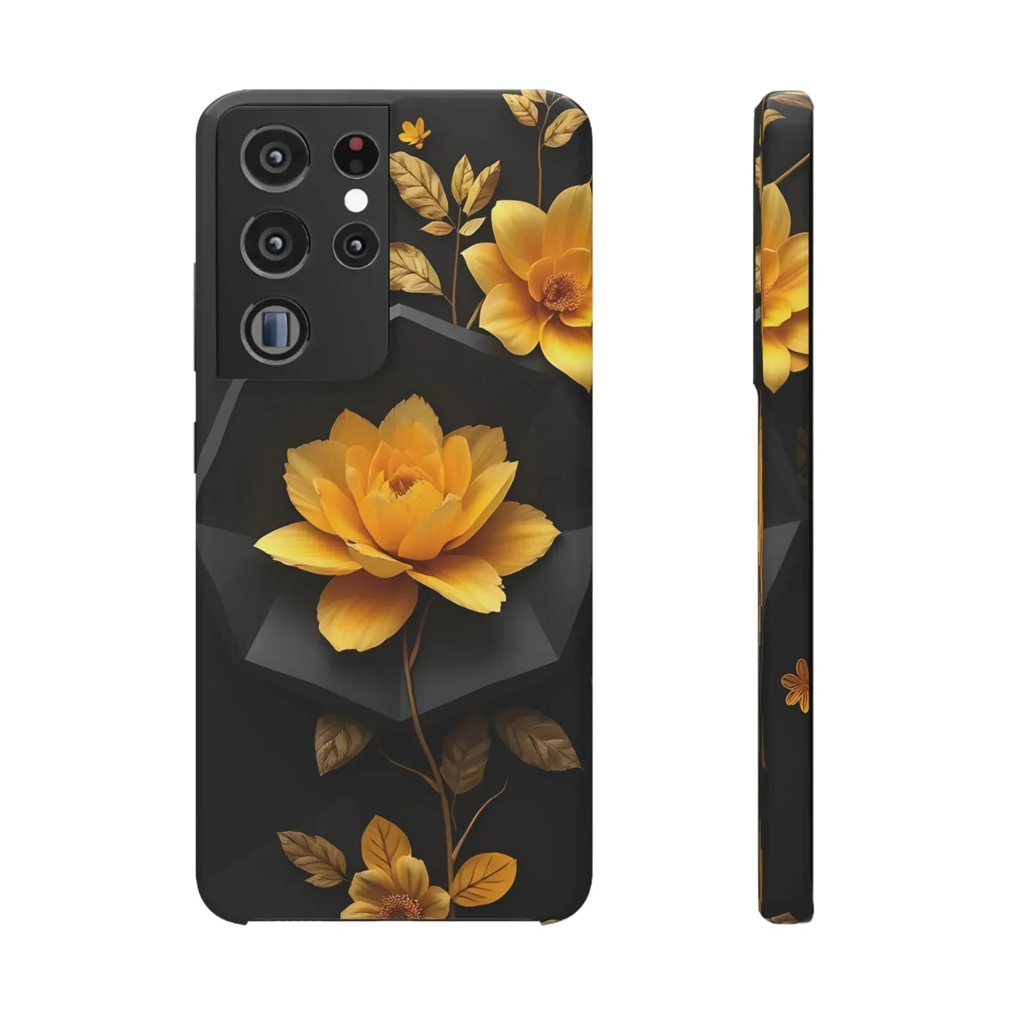 Yellow Floral Phone Case for iPhone 7-16 and Samsung Galaxy S10-S24 Models - KarArmDesign