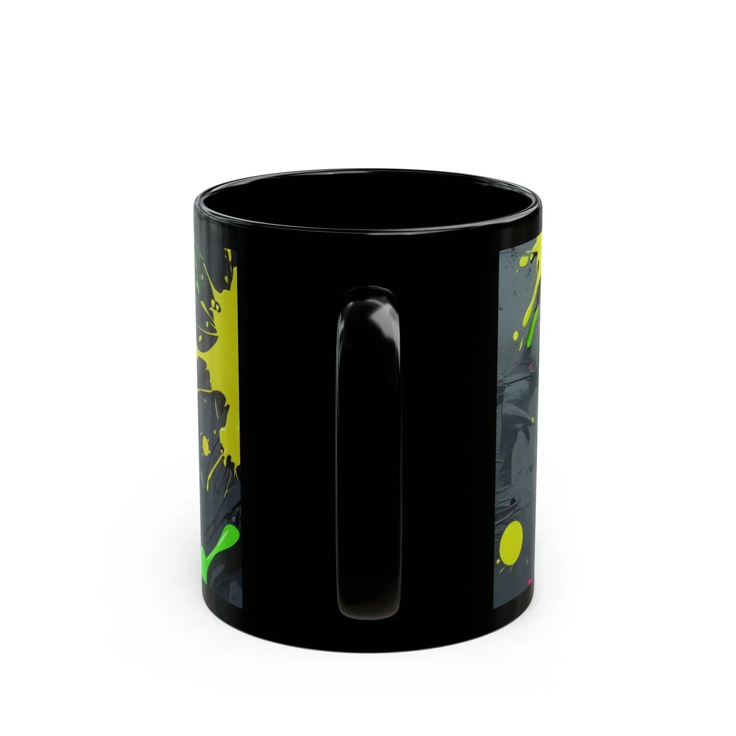 “Create Every Day” Black Mug with Neon Splash Design - KarArmDesign