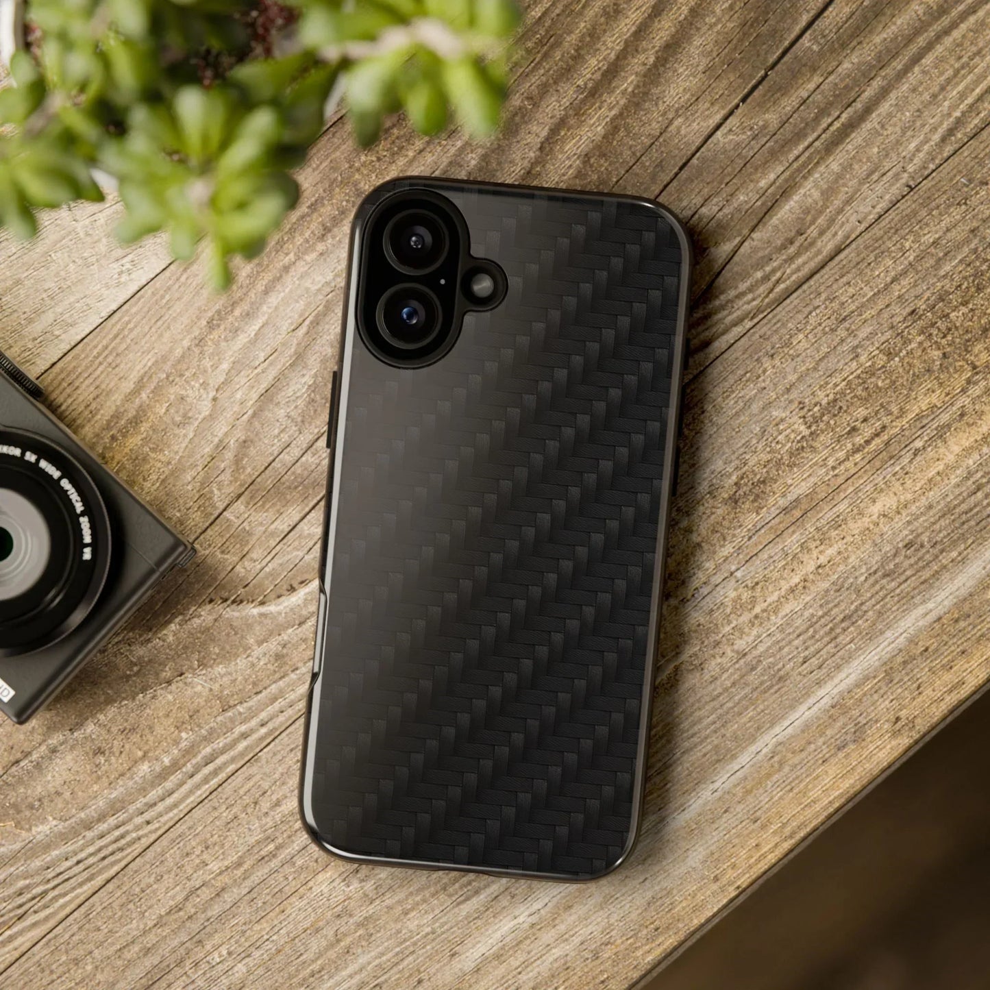 Black Carbon Phone Case Tough Case for iPhone 8-16 and Google Pixel up to 9 Models - KarArmDesign