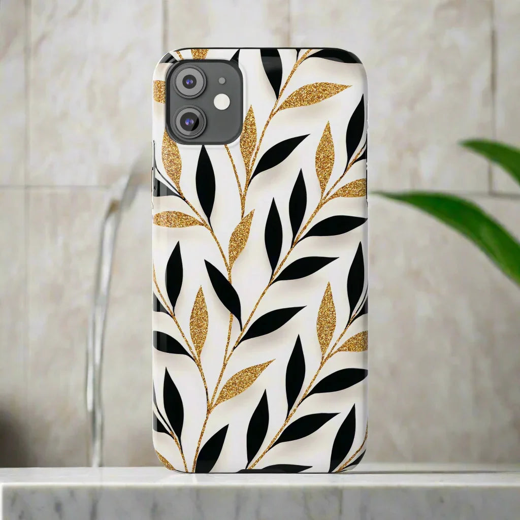 Botanical Gold Leaf Phone Case for iPhone 7-16 Models - KarArmDesign