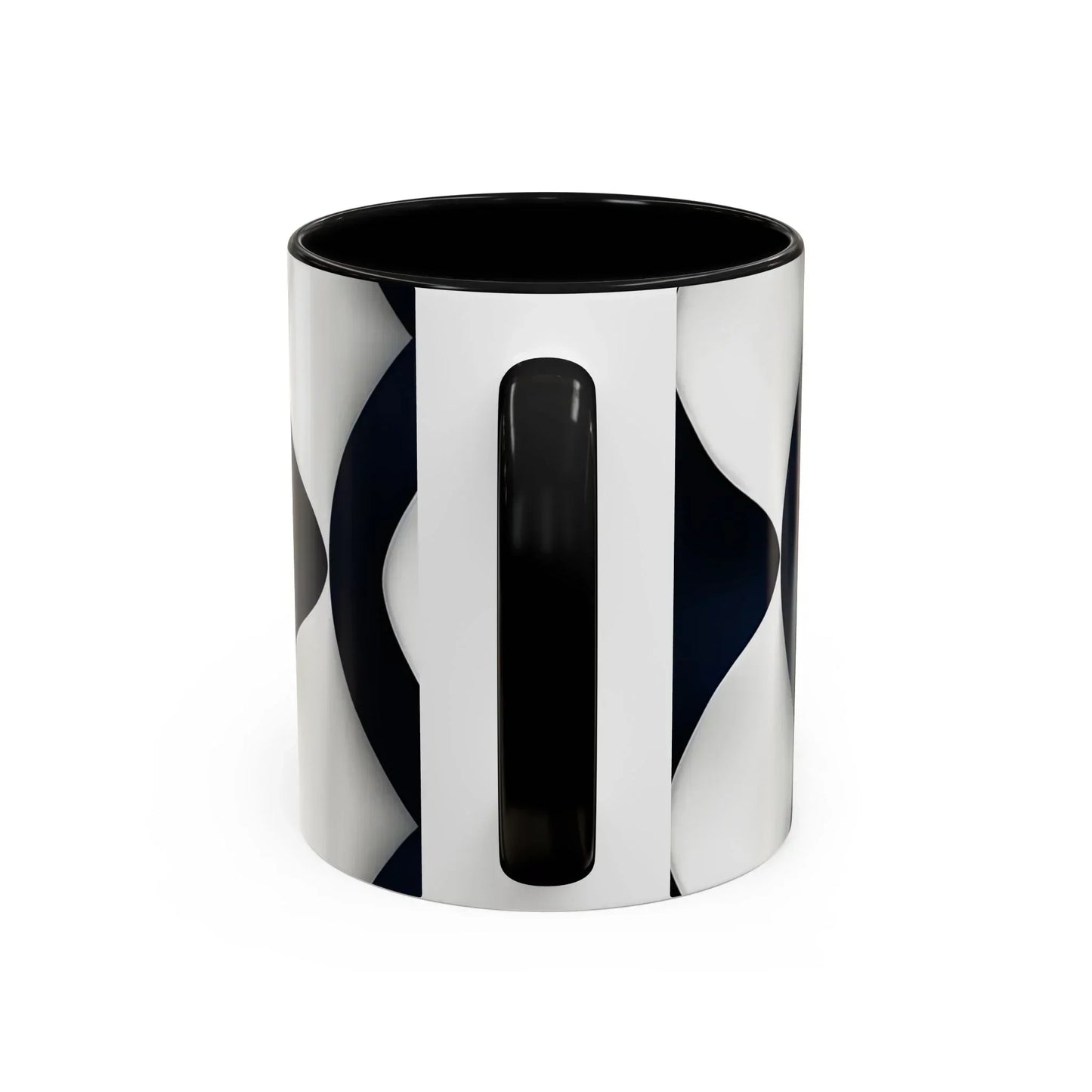 Navy Blue and White Geometric Pattern Mug with Modern Interlocking Design - KarArmDesign