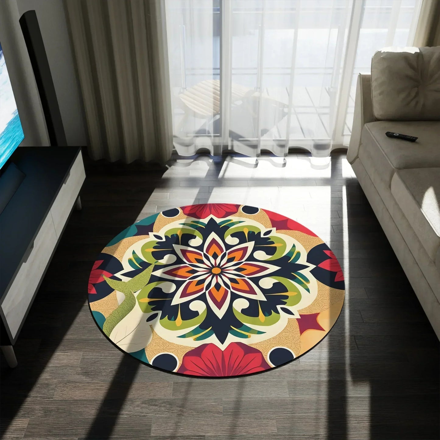Vibrant Colorful Round Rug - KarArmDesign