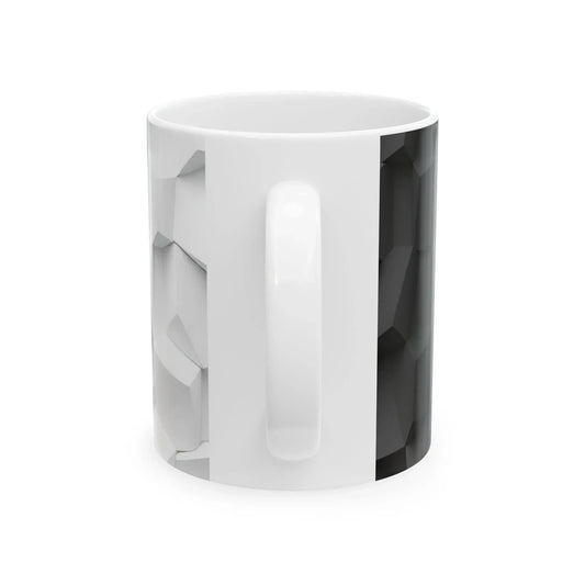 Stylish Black & White Faceted Design Ceramic Mug - 11oz - KarArmDesign