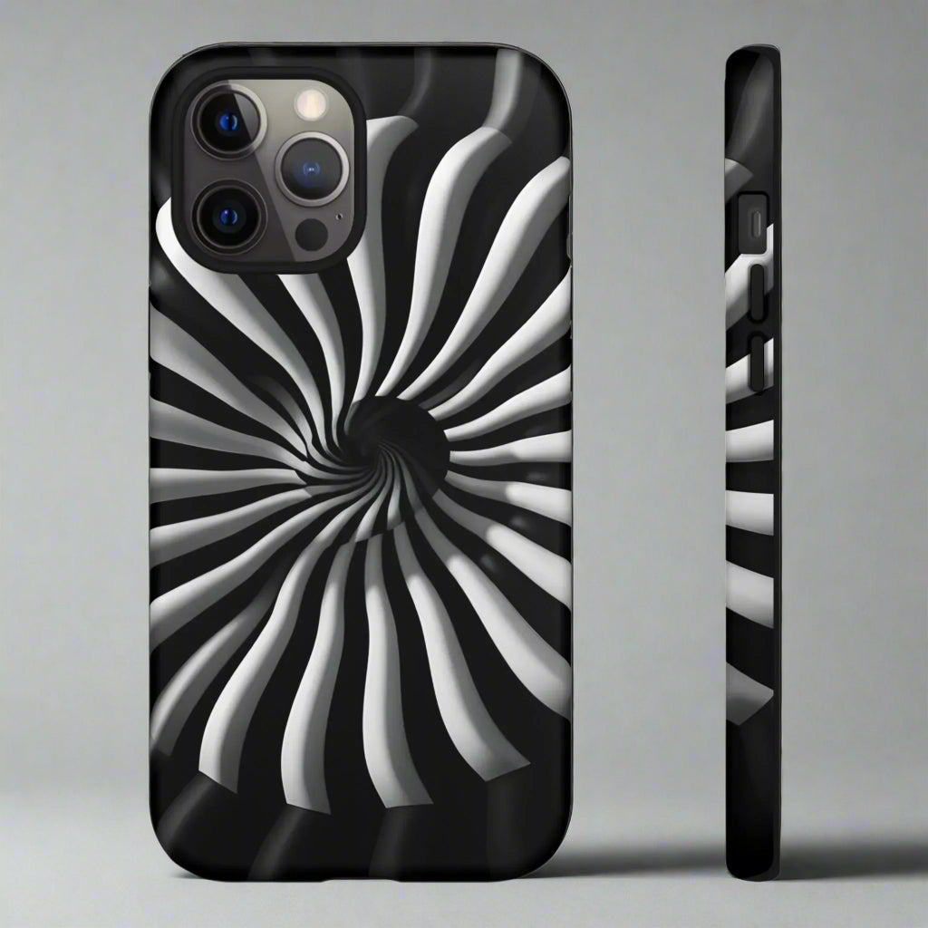 Hypnotic Black and White Spiral Phone Case for iPhone & Galaxy - KarArmDesign
