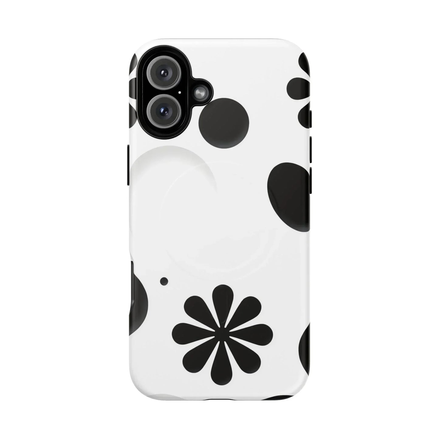 Elegant Black Floral Magnetic Phone Case for iPhone 14-16 Models - KarArmDesign