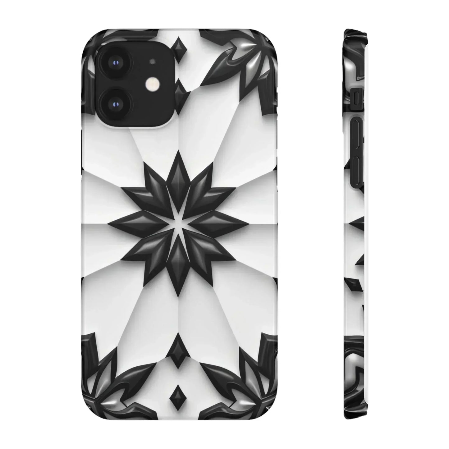 Black and White Geometric Floral Phone Case for iPhone and Samsung Galaxy - KarArmDesign