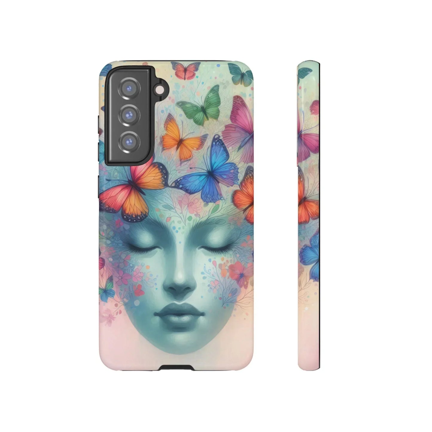 Butterfly Bloom Dreamy Woman Phone Case for Galaxy and Pixel - KarArmDesign