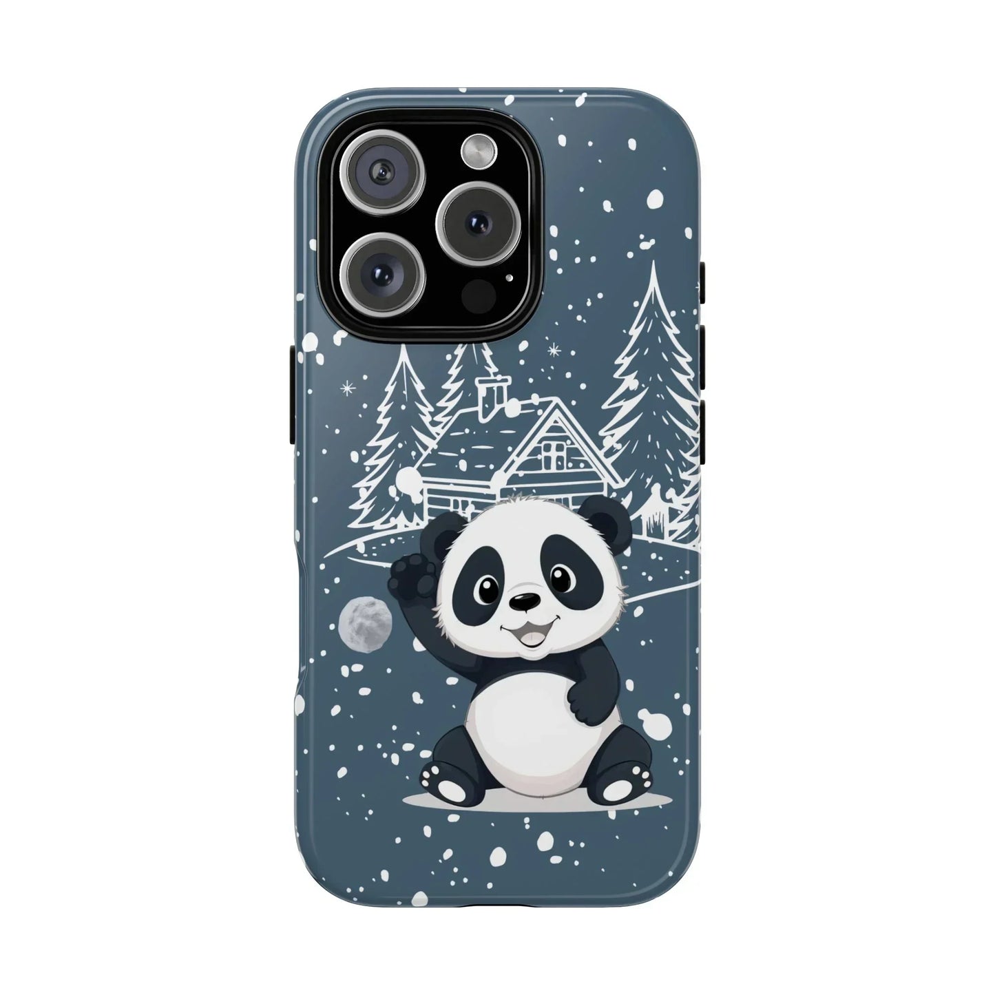 Cute Panda in a Winter Wonderland Phone Case for iPhone 8-16 Models - KarArmDesign
