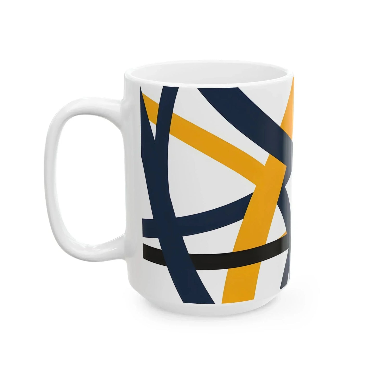 Navy Blue and Orange Smoke Pattern Ceramic Mug - KarArmDesign