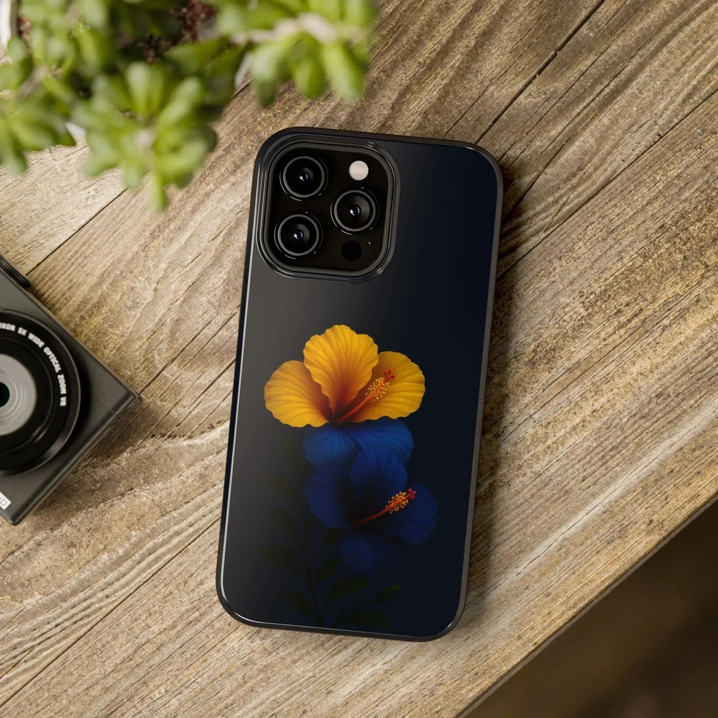 Elegant hibiscus phone case Impact-Resistant Cases for iPhone 12-16 and Samsung Galaxy S21-S22 Models - KarArmDesign