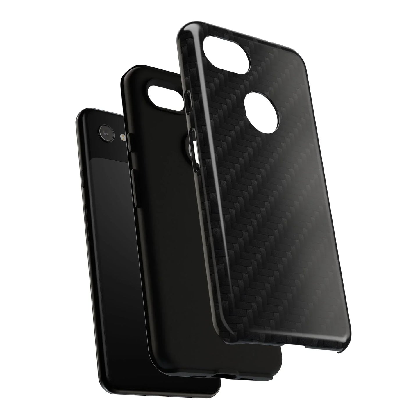 Black Carbon Phone Case Tough Case for iPhone 8-16 and Google Pixel up to 9 Models - KarArmDesign