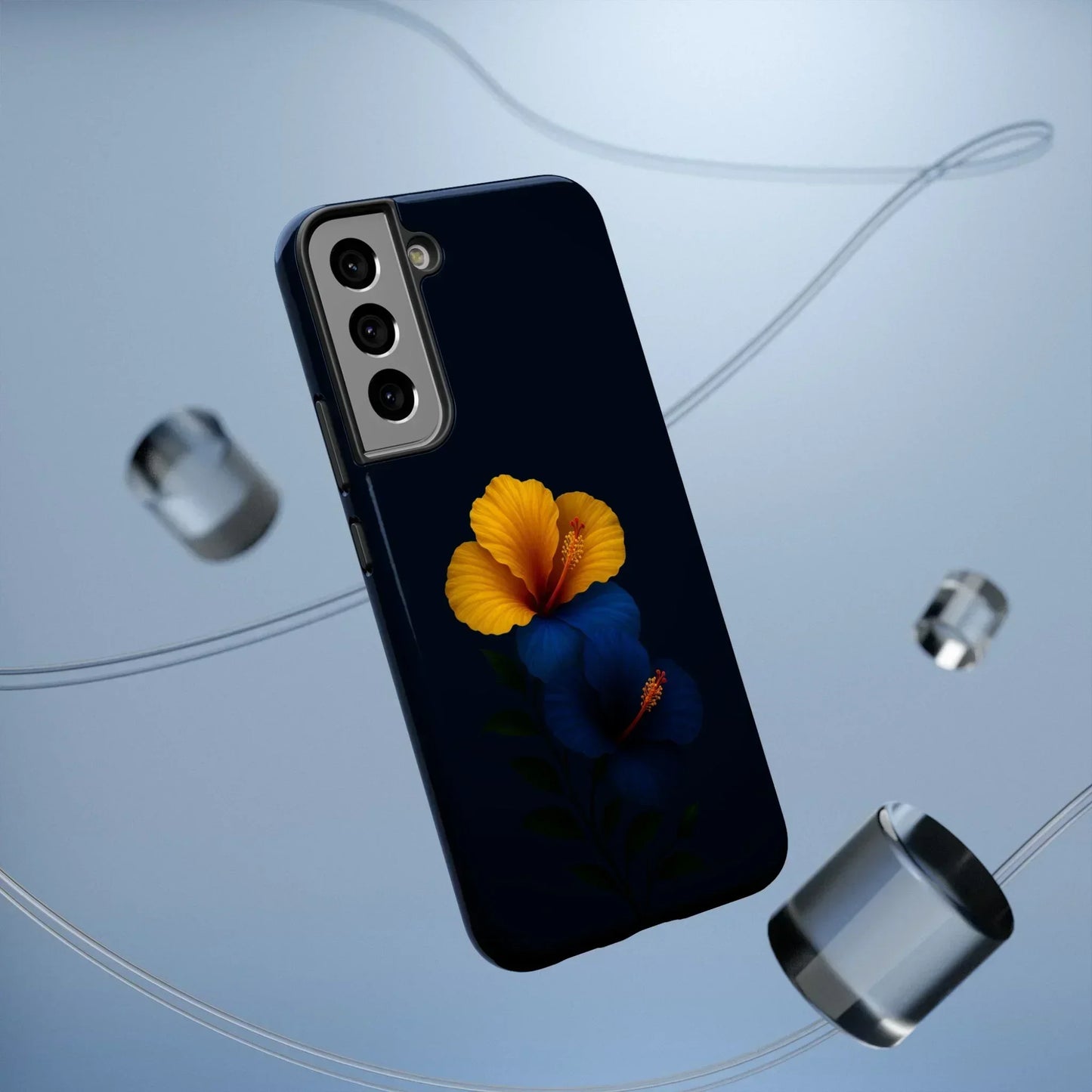Elegant hibiscus phone case Impact-Resistant Cases for iPhone 12-16 and Samsung Galaxy S21-S22 Models - KarArmDesign