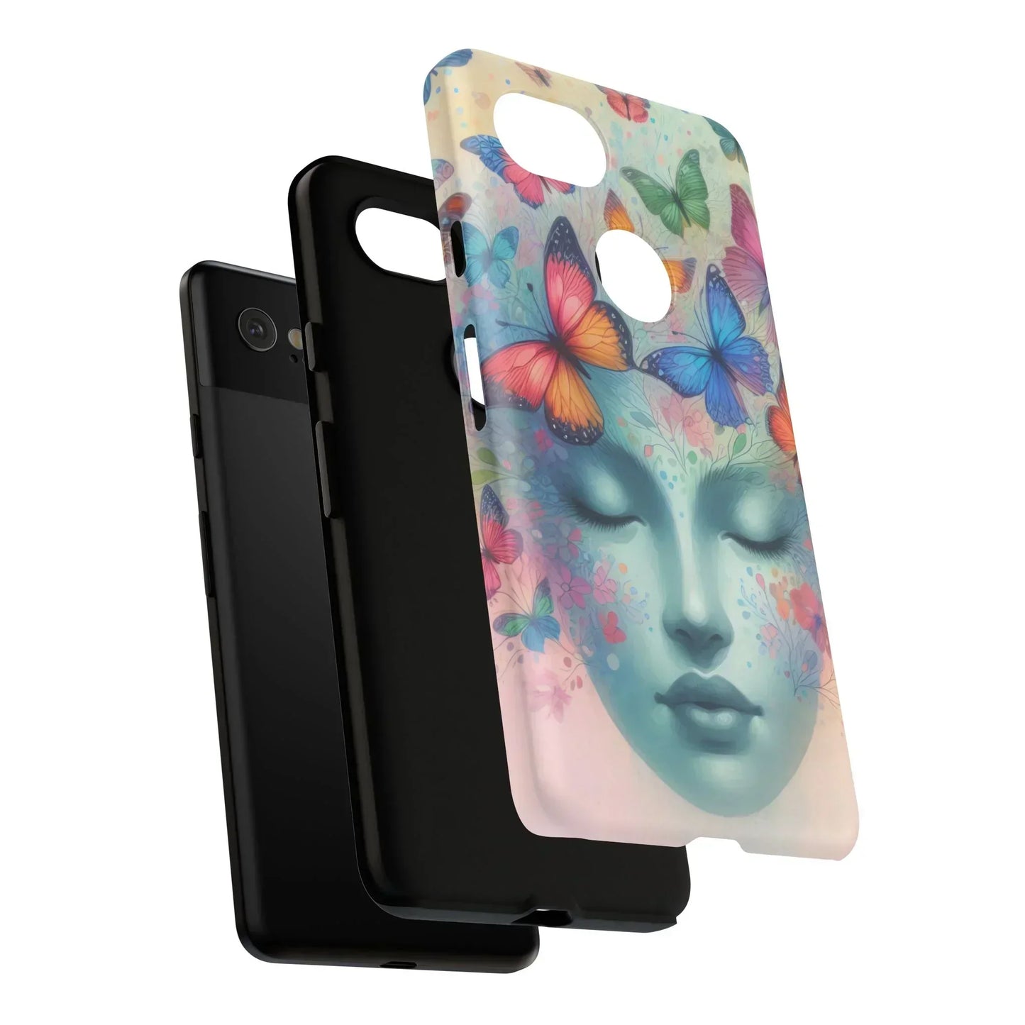 Butterfly Bloom Dreamy Woman Phone Case for Galaxy and Pixel - KarArmDesign