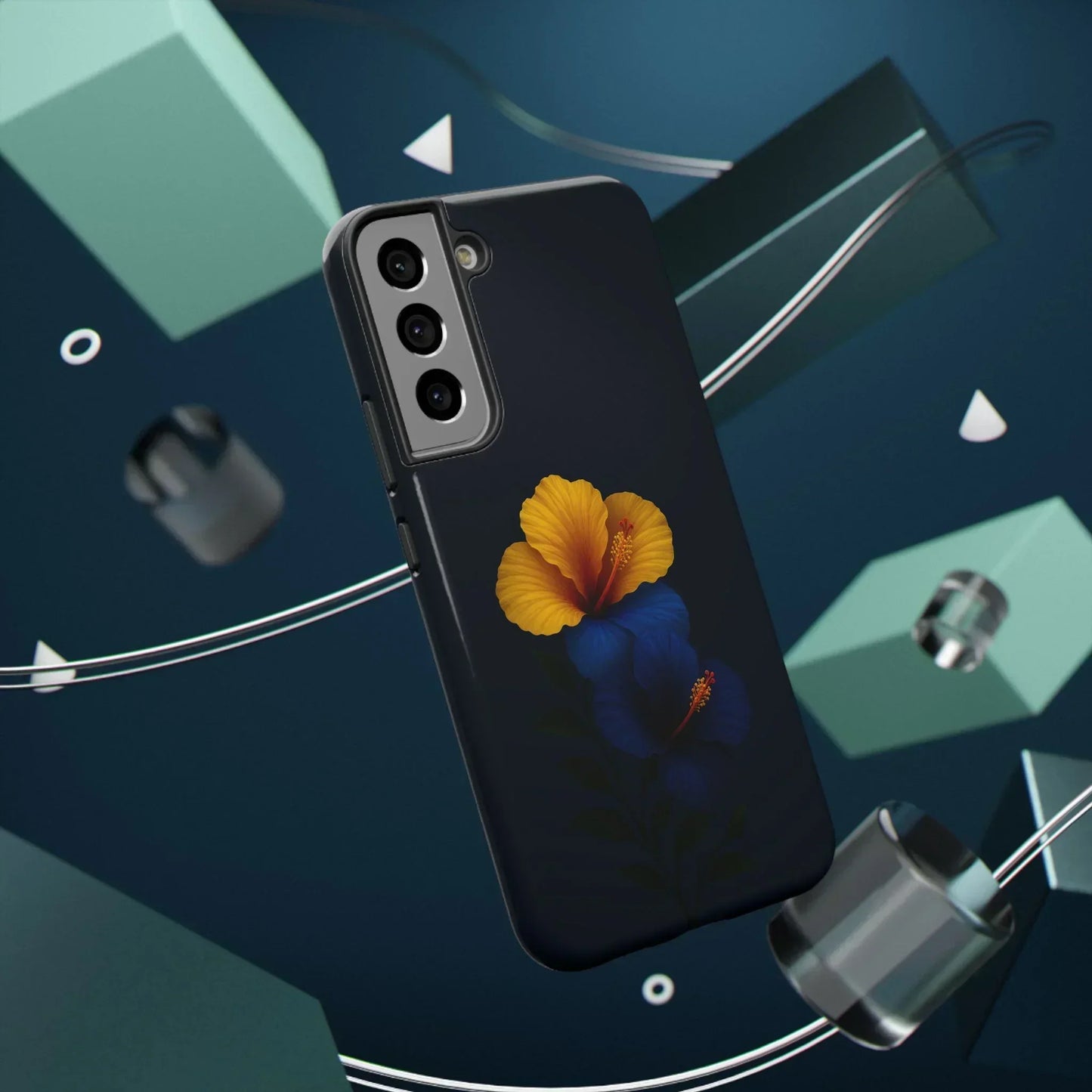 Elegant hibiscus phone case Impact-Resistant Cases for iPhone 12-16 and Samsung Galaxy S21-S22 Models - KarArmDesign