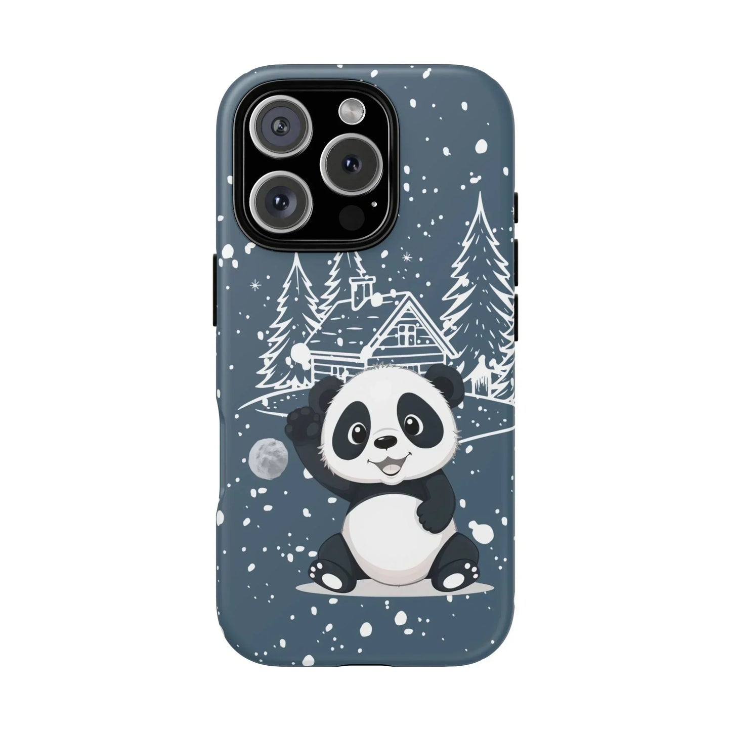Cute Panda in a Winter Wonderland Phone Case for iPhone 8-16 Models - KarArmDesign