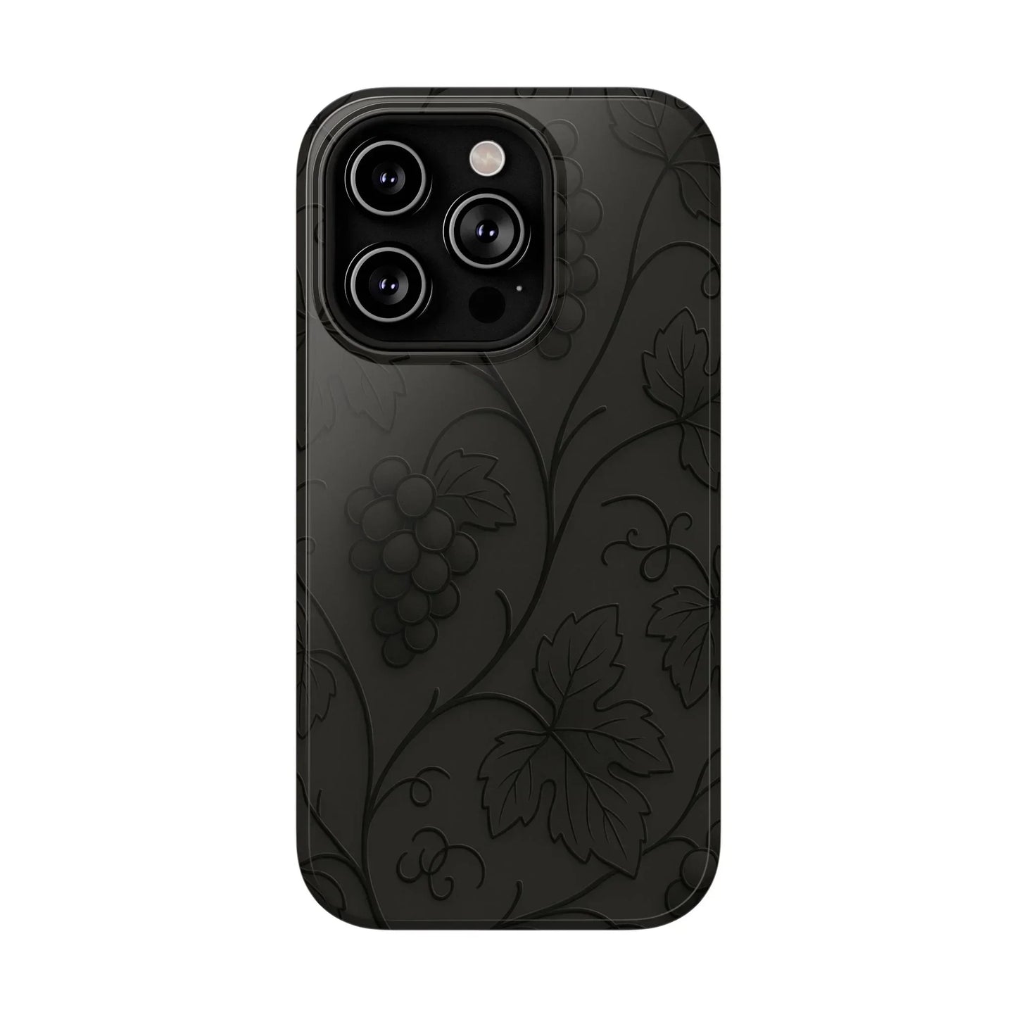 Elegant Embossed Grape Leaf Black Phone Case for iPhone and Galaxy - KarArmDesign