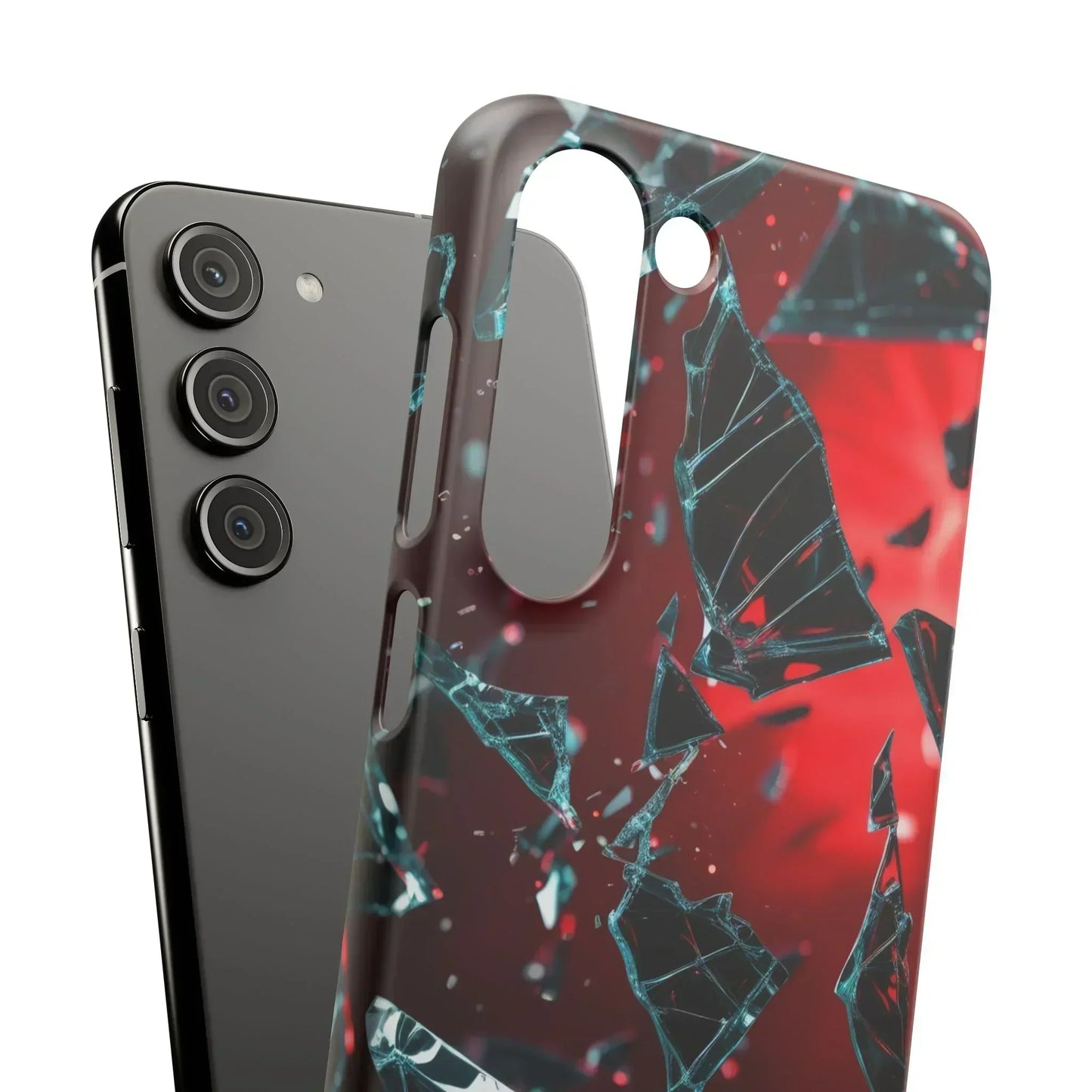 "Crimson Impact" Realistic Glass Shard Snap Phone Case for iPhone 7-16 and Samsung Galaxy S10-S24 Models - KarArmDesign