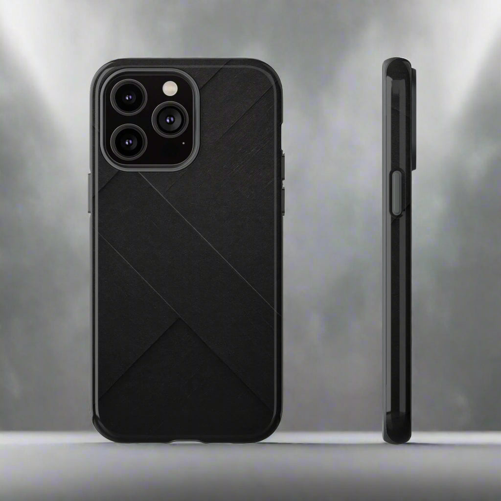 Matte Black Diagonal Line Phone Case for iPhone 8-16 and Galaxy S10-S25 Models - KarArmDesign