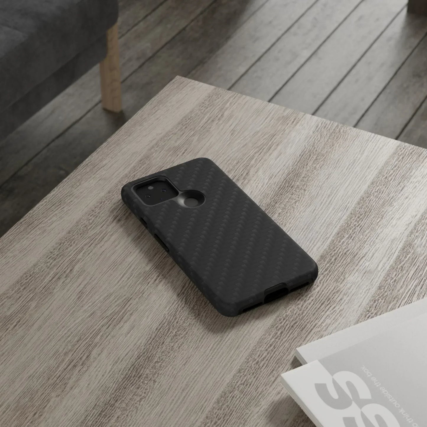 Black Carbon Phone Case Tough Case for iPhone 8-16 and Google Pixel up to 9 Models - KarArmDesign