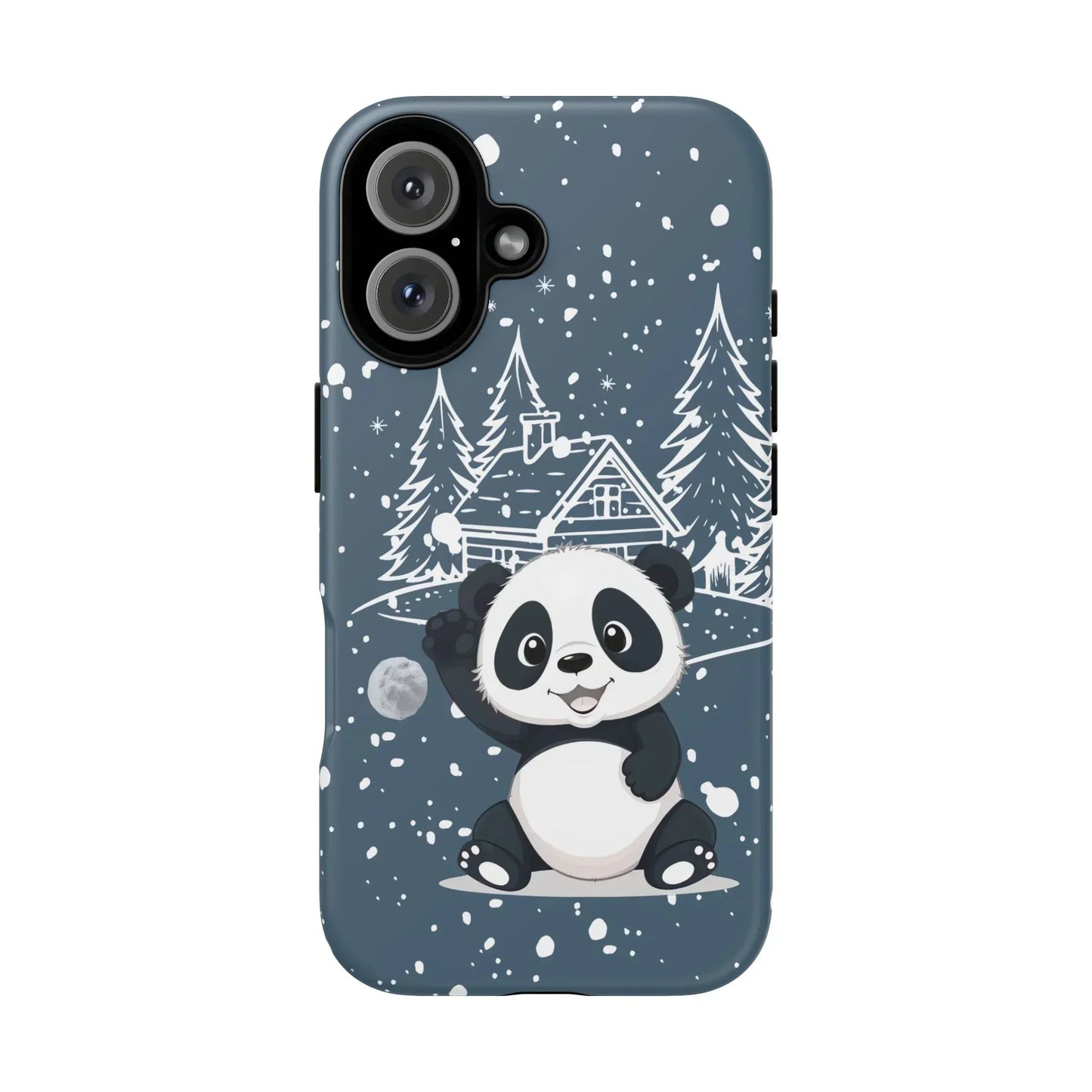 Cute Panda in a Winter Wonderland Phone Case for iPhone 8-16 Models - KarArmDesign