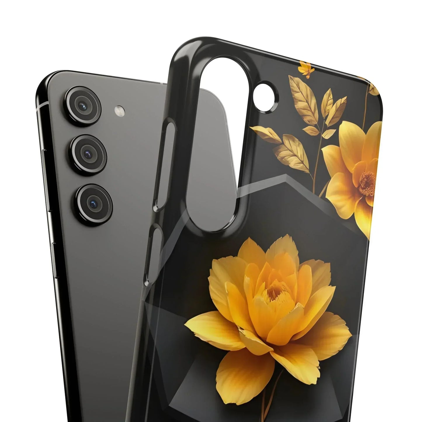 Yellow Floral Phone Case for iPhone 7-16 and Samsung Galaxy S10-S24 Models - KarArmDesign