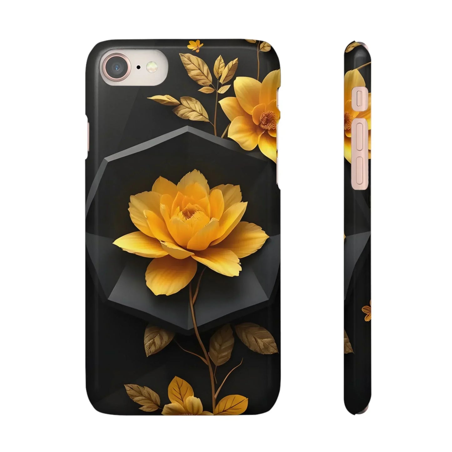 Yellow Floral Phone Case for iPhone 7-16 and Samsung Galaxy S10-S24 Models - KarArmDesign
