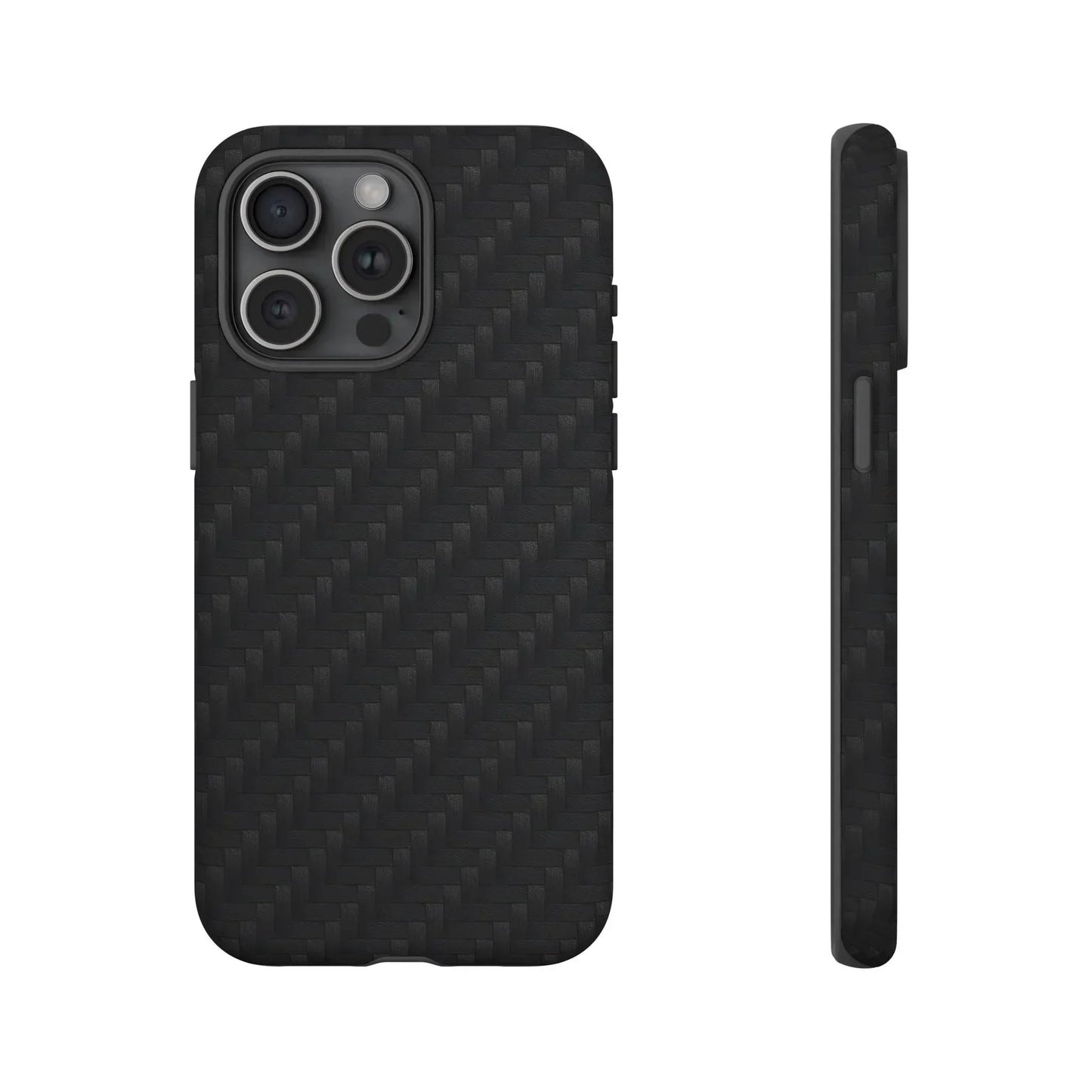 Black Carbon Phone Case Tough Case for iPhone 8-16 and Google Pixel up to 9 Models - KarArmDesign
