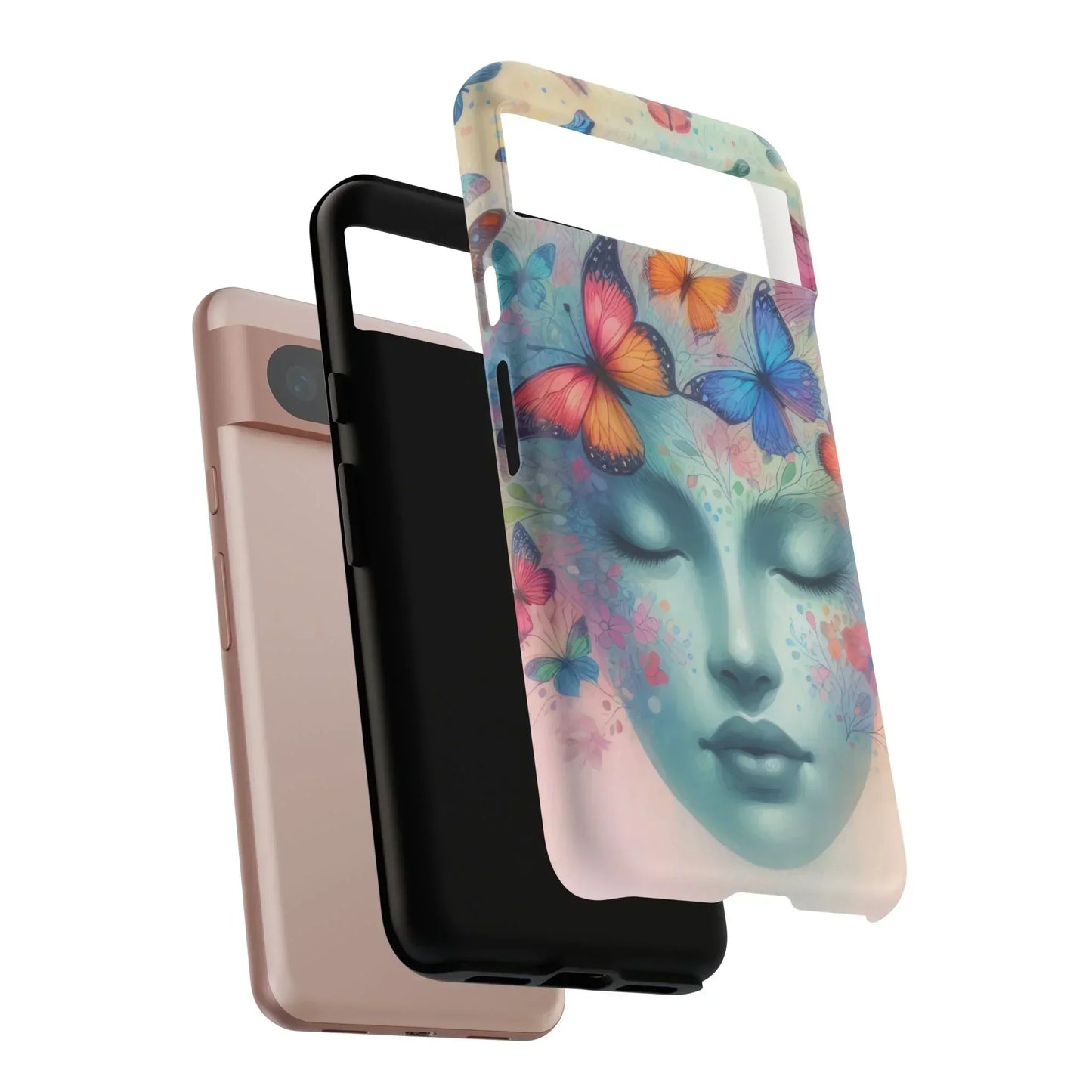 Butterfly Bloom Dreamy Woman Phone Case for Galaxy and Pixel - KarArmDesign