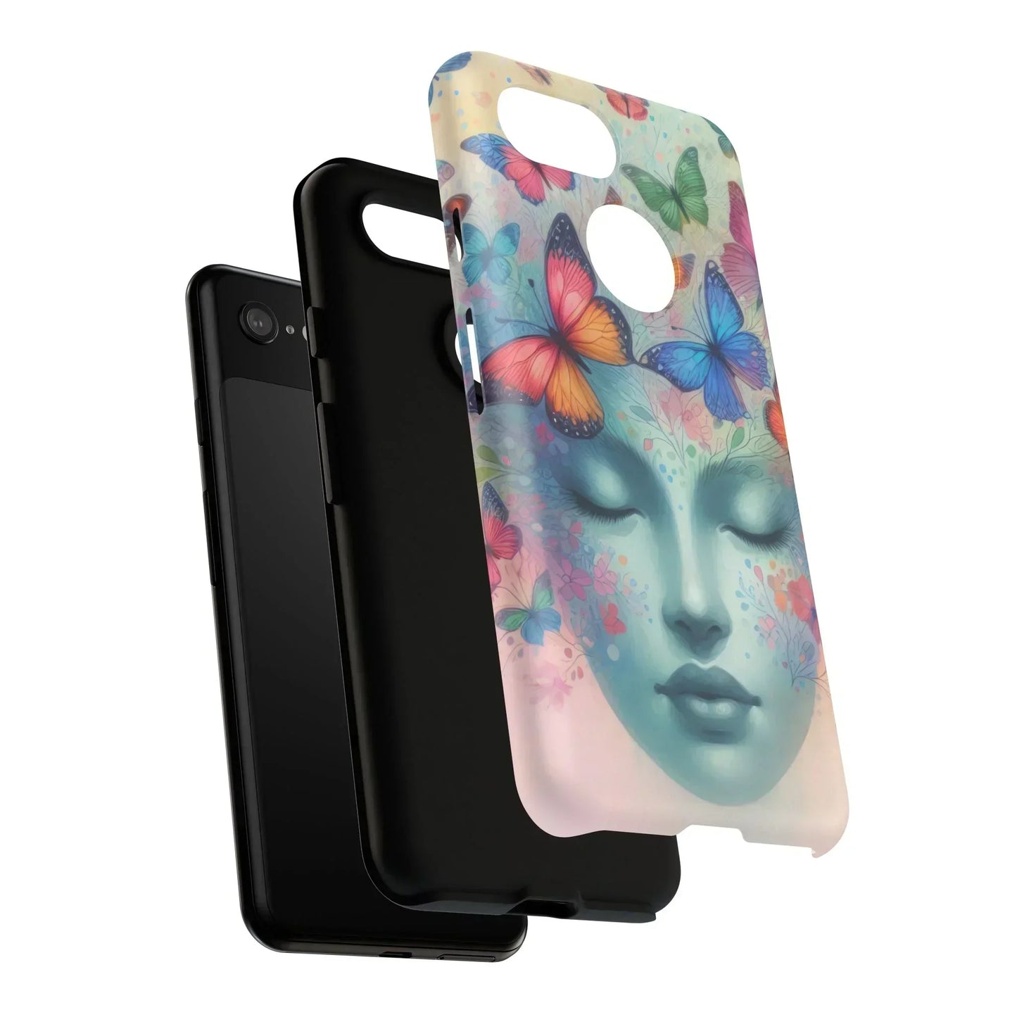 Butterfly Bloom Dreamy Woman Phone Case for Galaxy and Pixel - KarArmDesign