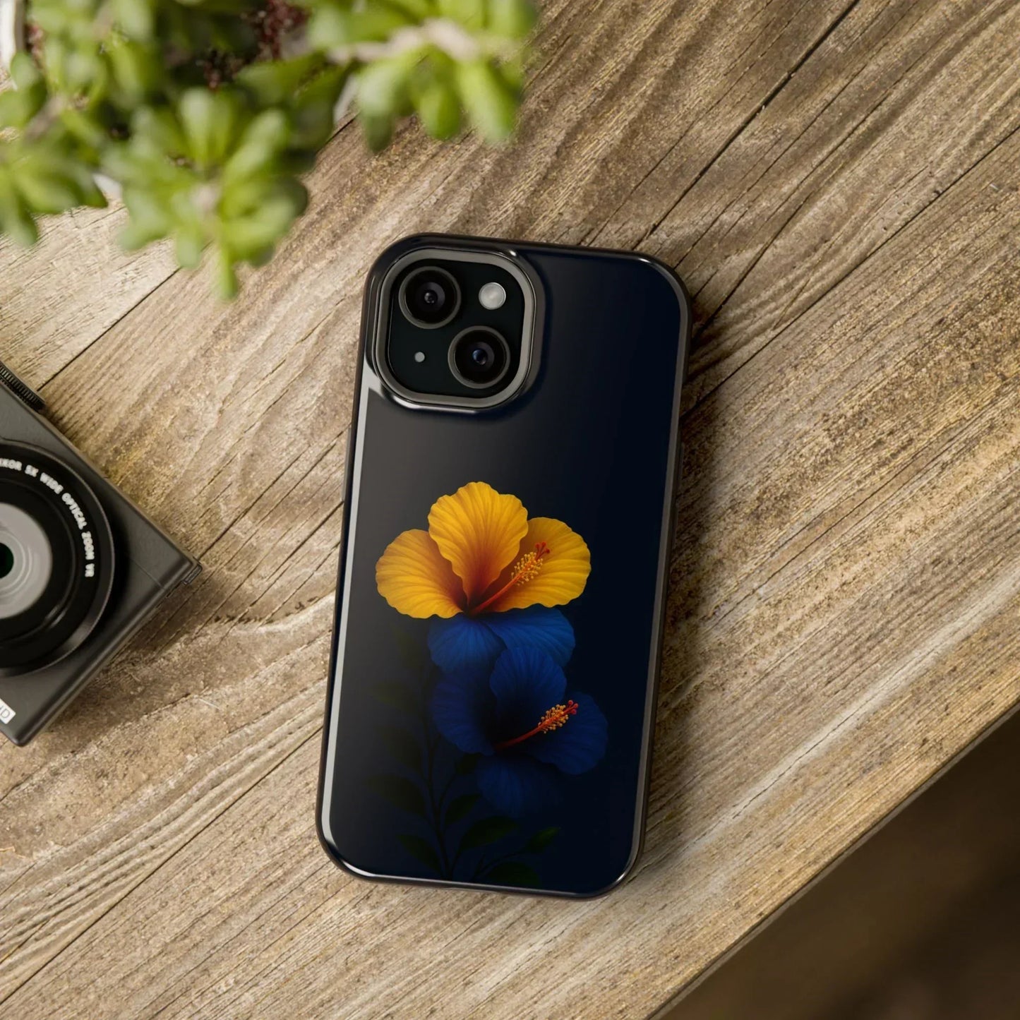 Elegant hibiscus phone case Impact-Resistant Cases for iPhone 12-16 and Samsung Galaxy S21-S22 Models - KarArmDesign