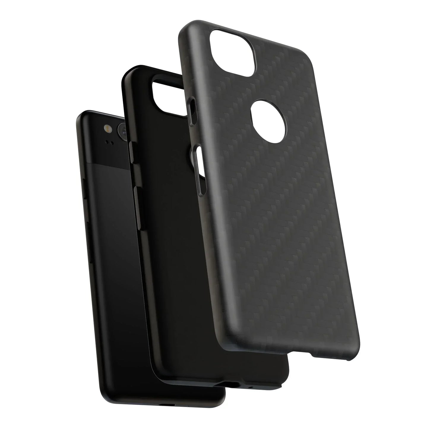 Black Carbon Phone Case Tough Case for iPhone 8-16 and Google Pixel up to 9 Models - KarArmDesign