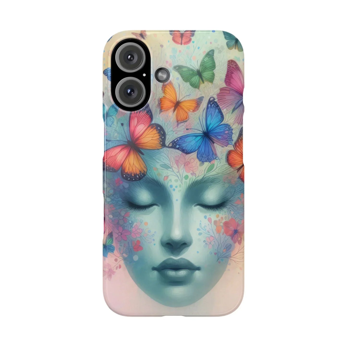 Butterfly Bloom Dreamy Woman with Closed Eyes Tough Phone Case for iPhone - KarArmDesign