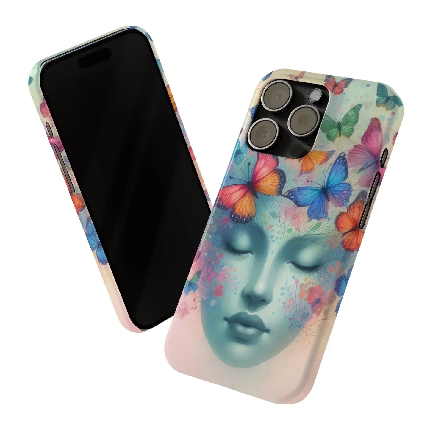 Butterfly Bloom Dreamy Woman with Closed Eyes Tough Phone Case for iPhone - KarArmDesign