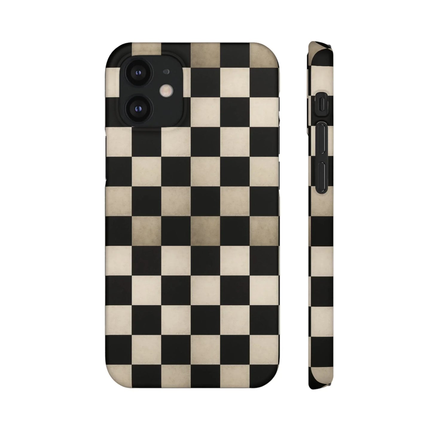 Stylish Matte Checker Phone Case for iPhone 7-16 and Samsung Galaxy S10-S24 Models - KarArmDesign