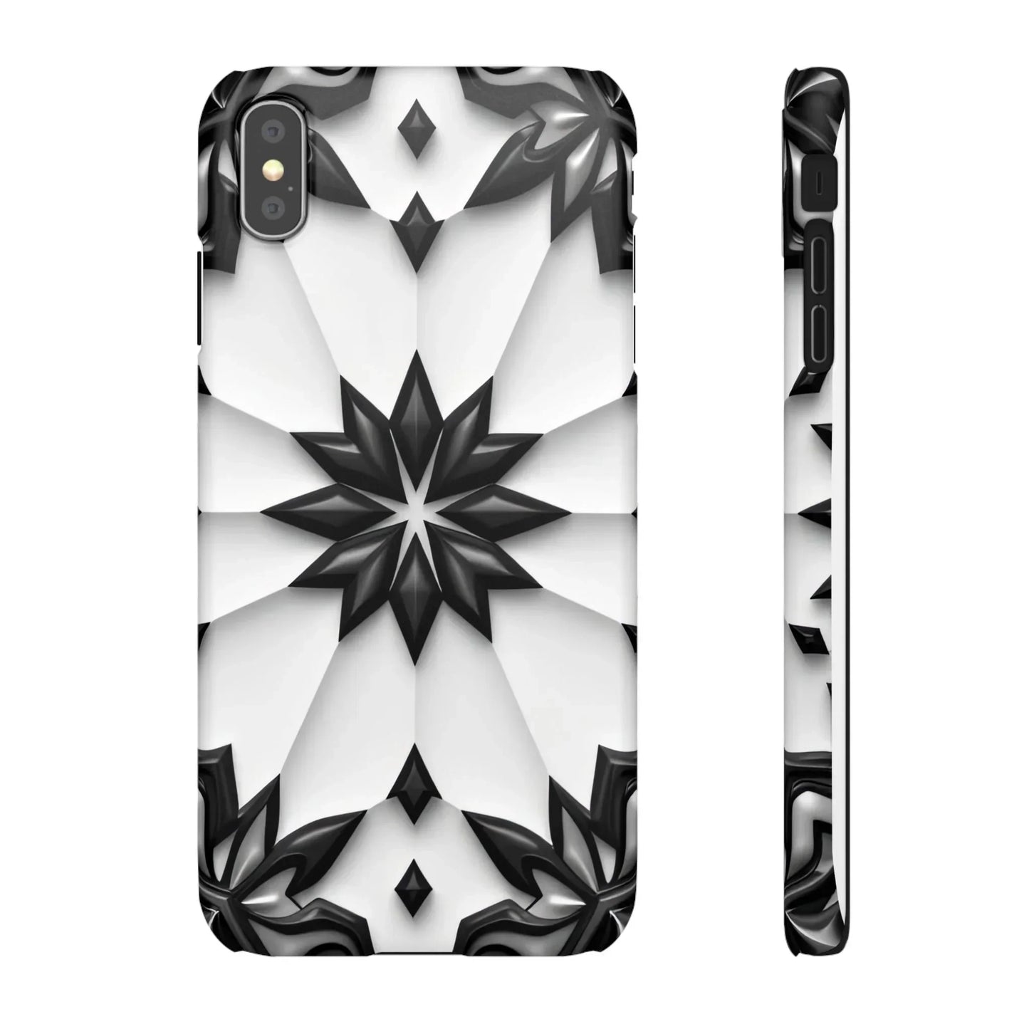 Black and White Geometric Floral Phone Case for iPhone and Samsung Galaxy - KarArmDesign