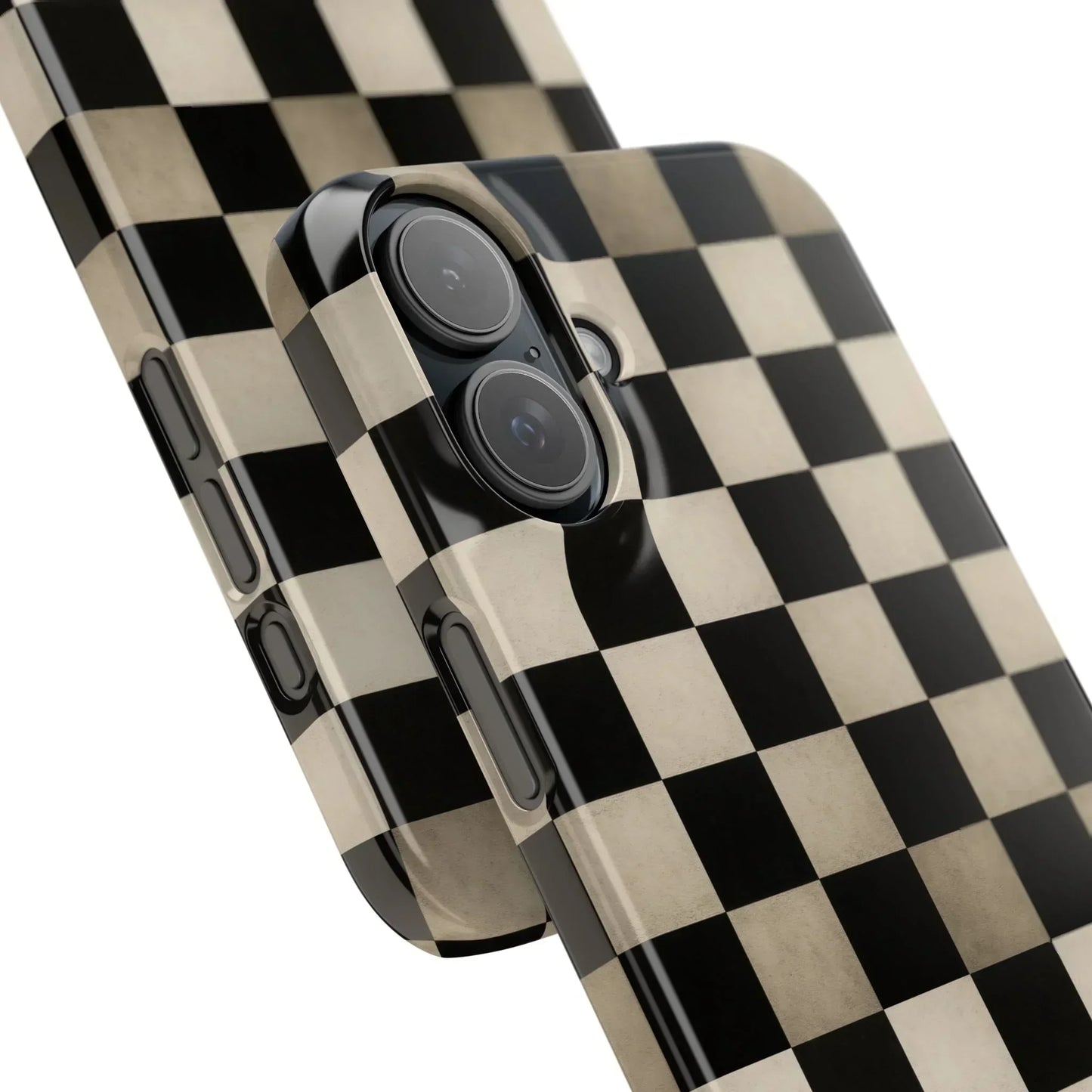 Stylish Matte Checker Phone Case for iPhone 7-16 and Samsung Galaxy S10-S24 Models - KarArmDesign