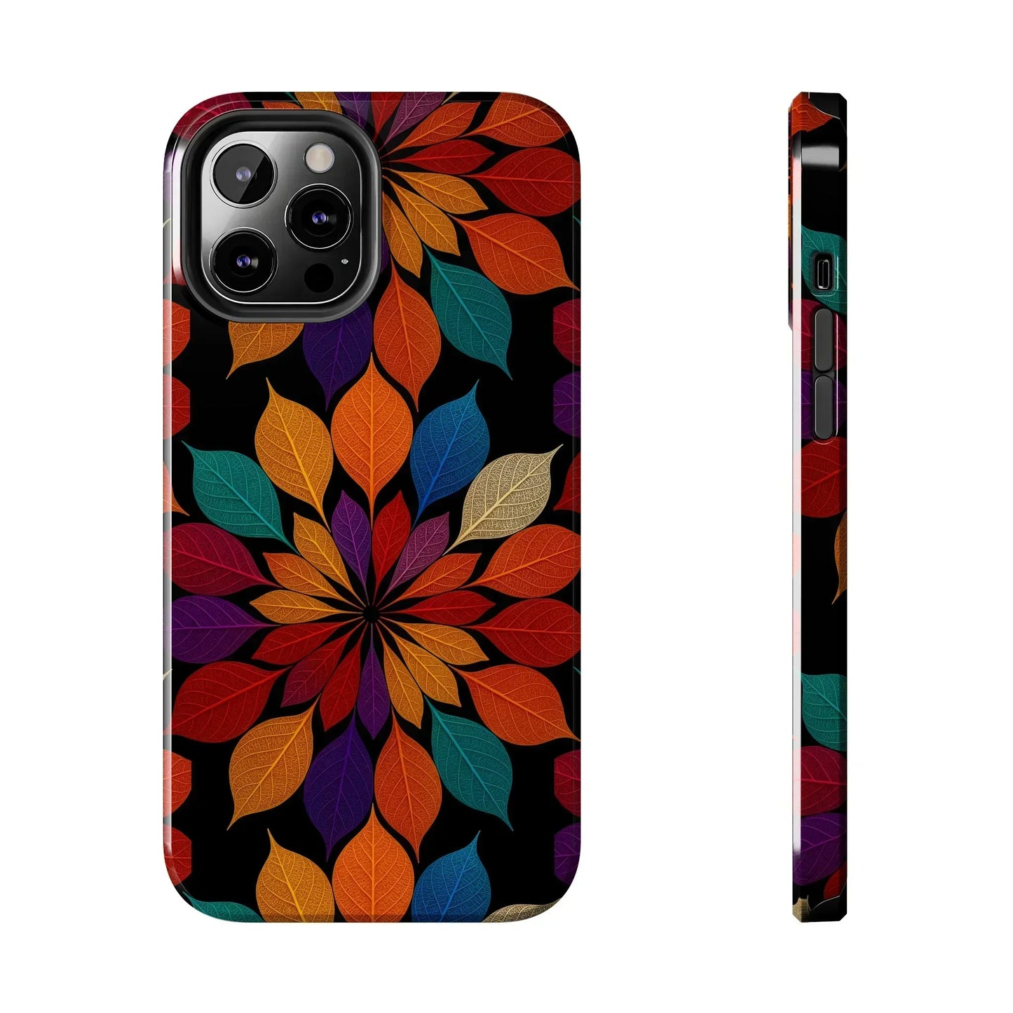 Leaf Mandala Phone Case for iPhone 7-16 and Samsung Galaxy S21-S24 Models - KarArmDesign