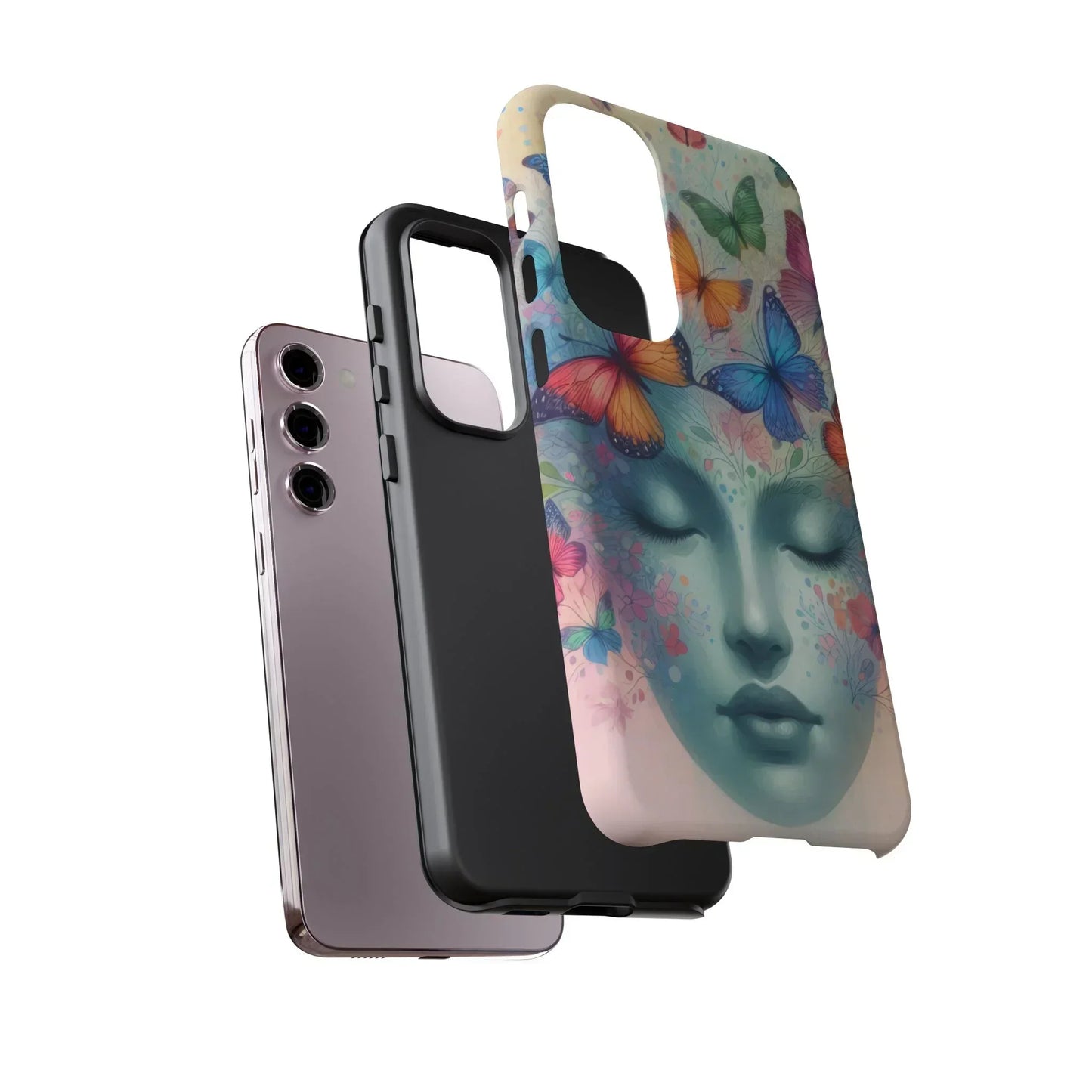 Butterfly Bloom Dreamy Woman Phone Case for Galaxy and Pixel - KarArmDesign