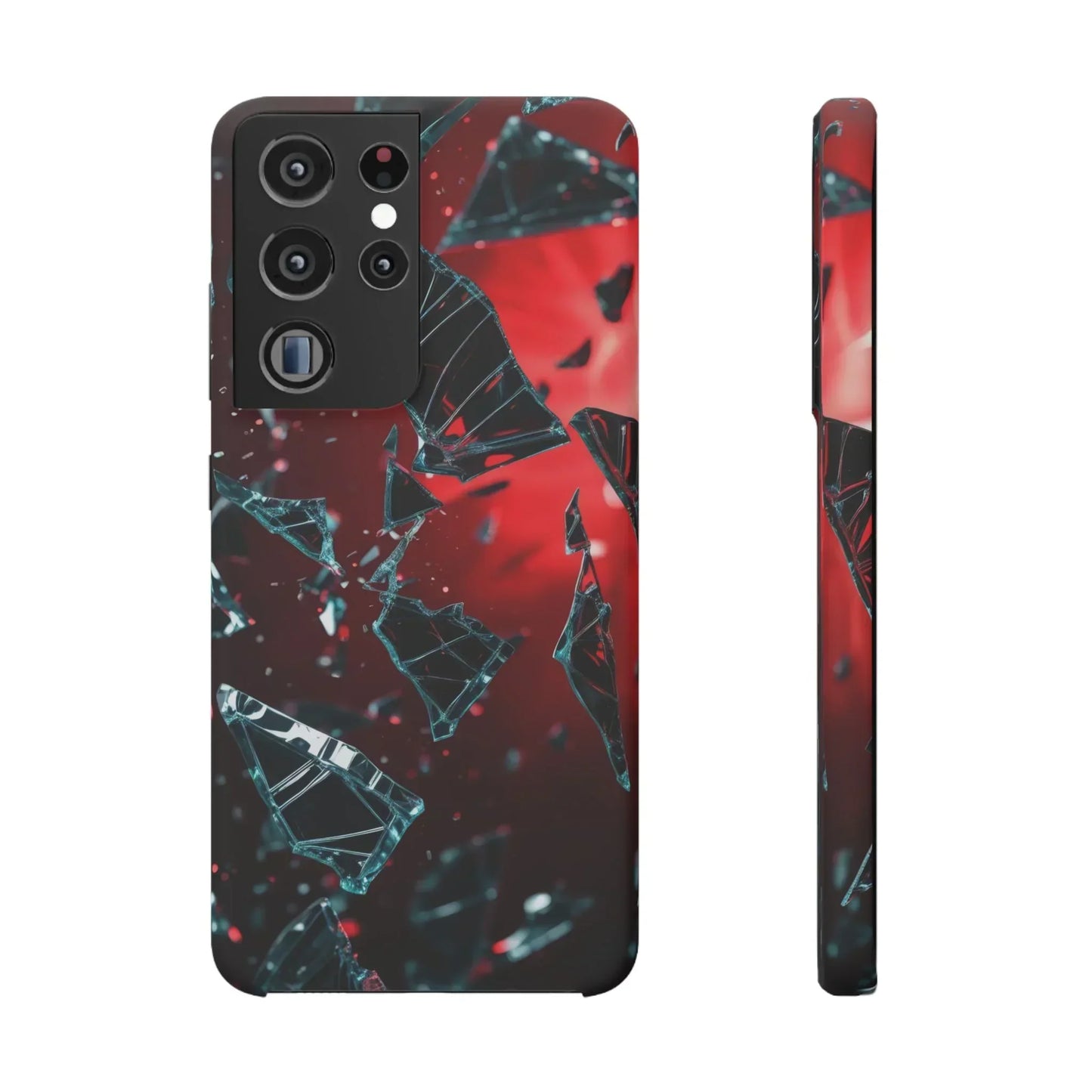 "Crimson Impact" Realistic Glass Shard Snap Phone Case for iPhone 7-16 and Samsung Galaxy S10-S24 Models - KarArmDesign
