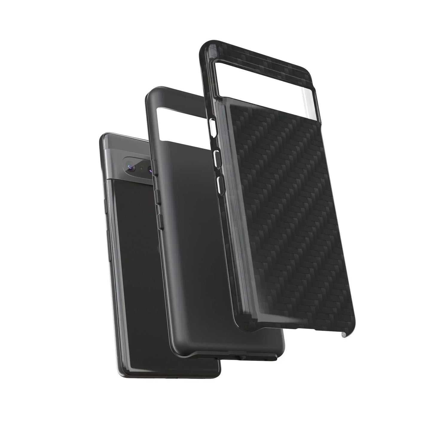 Black Carbon Phone Case Tough Case for iPhone 8-16 and Google Pixel up to 9 Models - KarArmDesign
