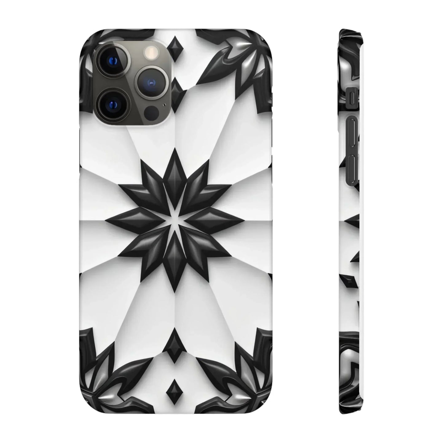 Black and White Geometric Floral Phone Case for iPhone and Samsung Galaxy - KarArmDesign