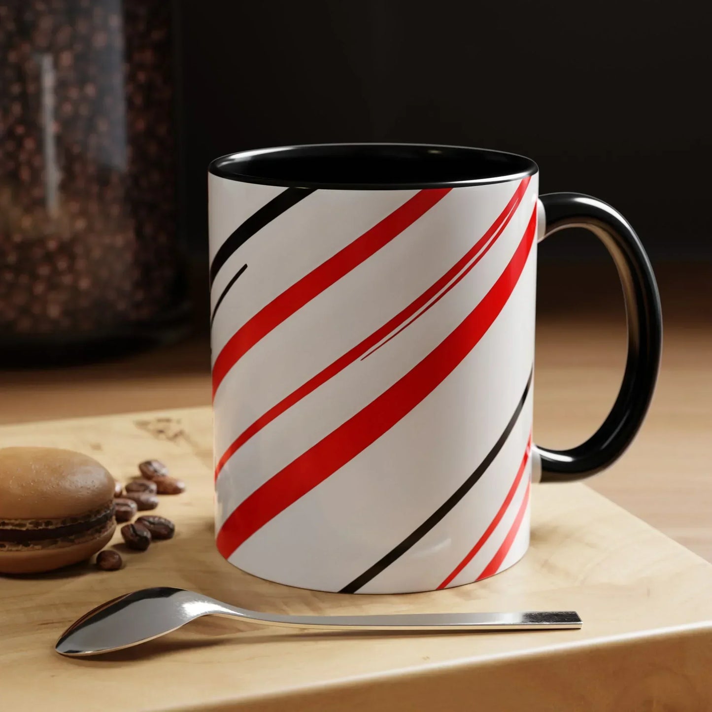 Bold Elegance – Red & Black Swirl Accent Coffee Mug - KarArmDesign
