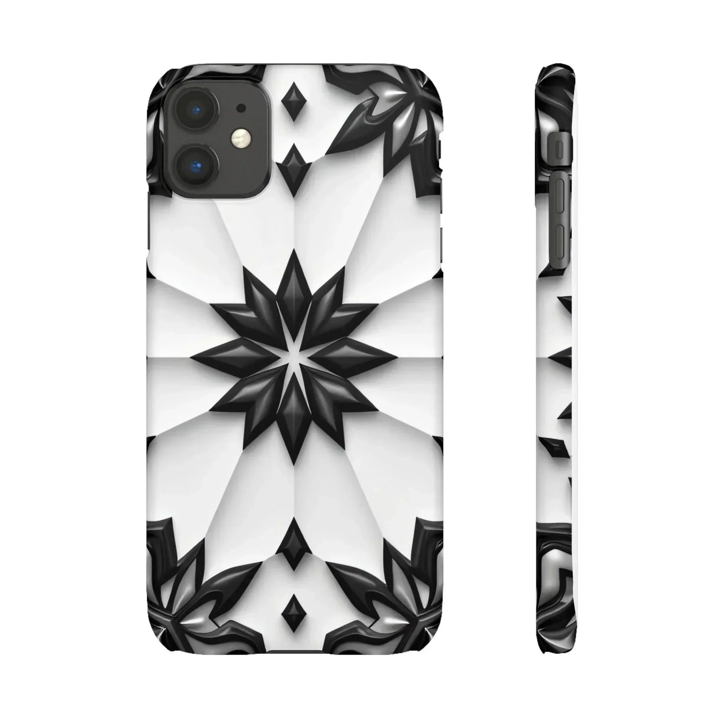 Black and White Geometric Floral Phone Case for iPhone and Samsung Galaxy - KarArmDesign